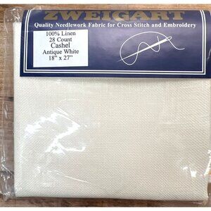 Zweigart Antique White 28 Count Cashel Linen Fabric 18" X 27" For Cross Stitch &